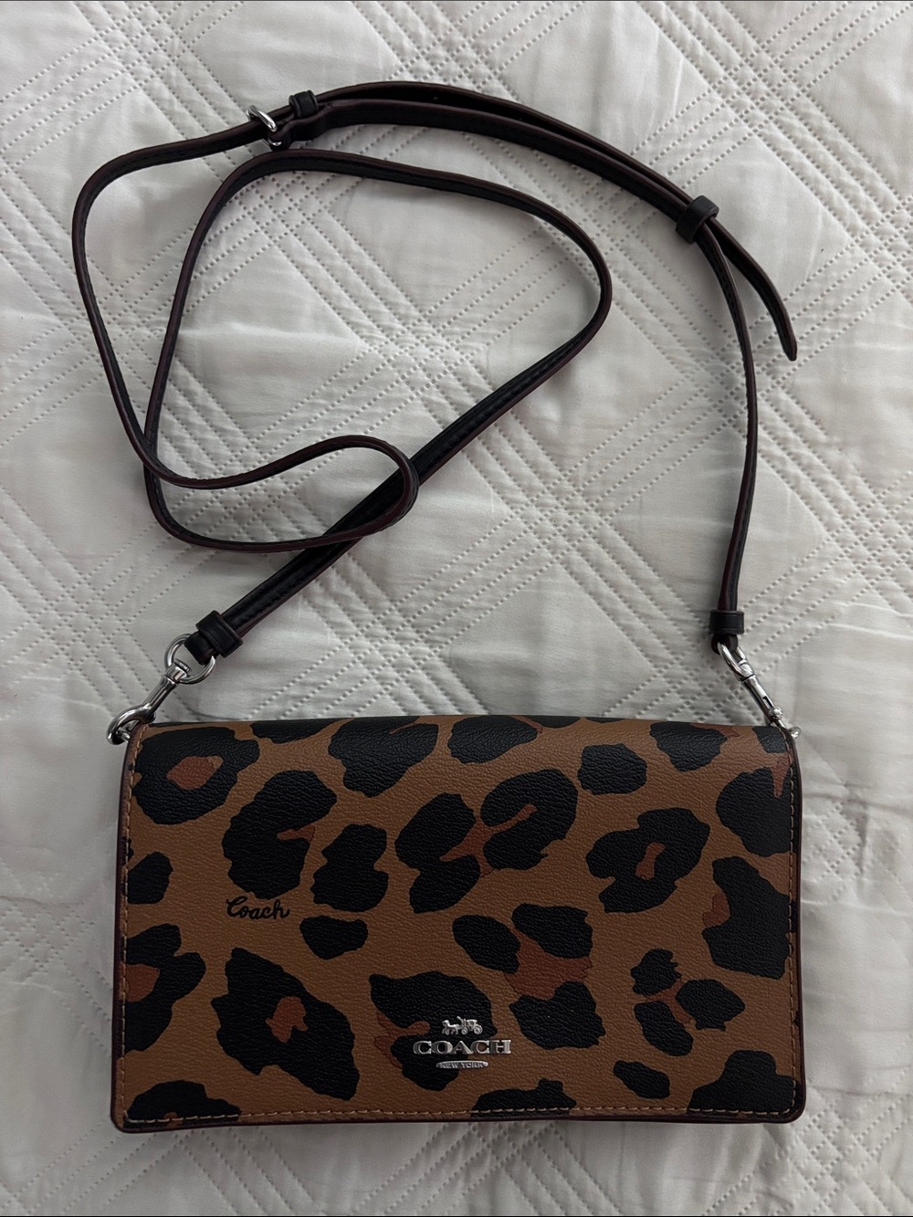 Coach Leopard Print Crossbody Bag - Brown/Black